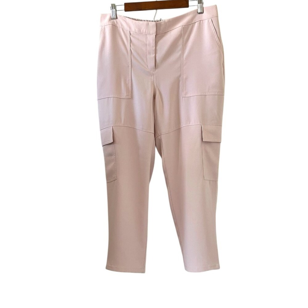 Express NEW Mid-Rise Cargo Ankle Pants In Blush Pink Size L